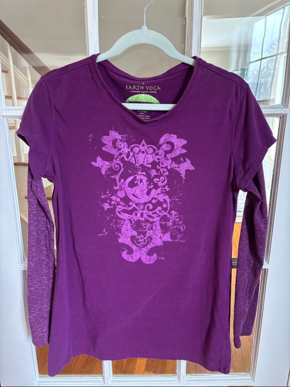 Earth Yoga Plum Long Sleeve Tee with Graphic